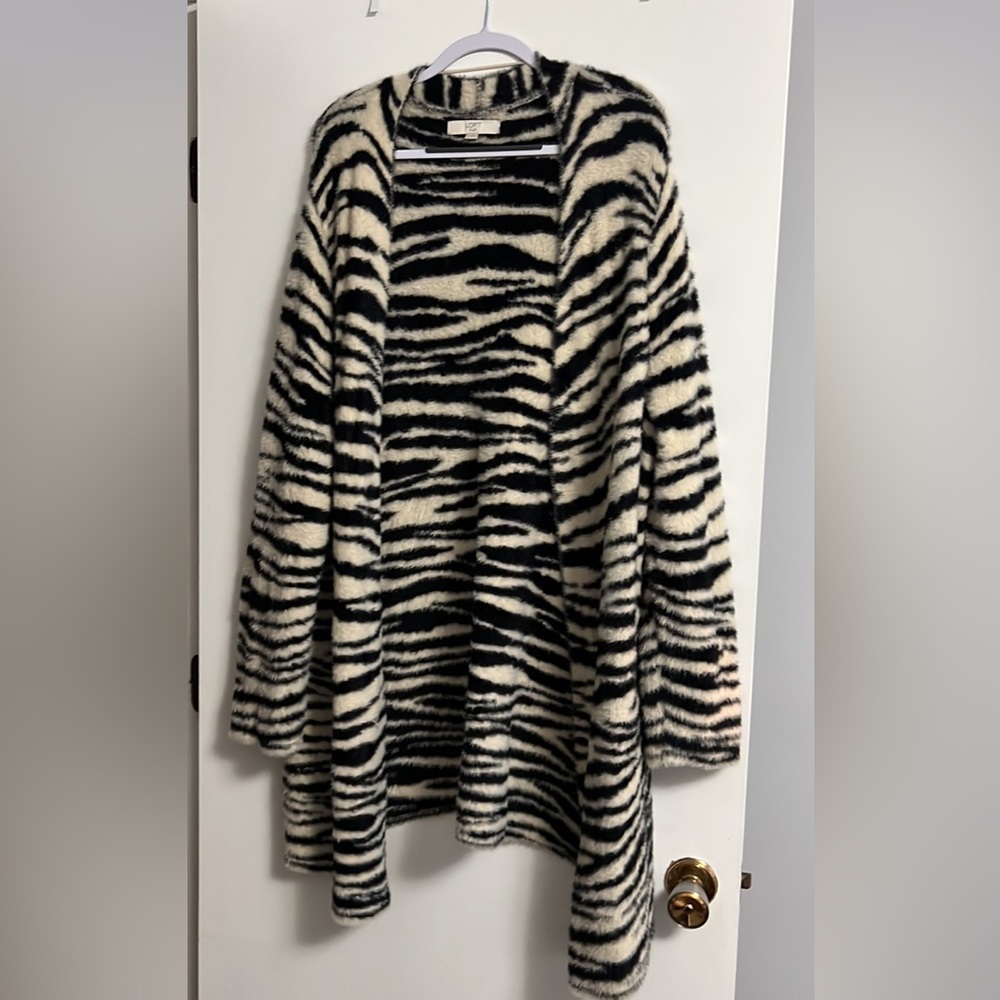 Loft fuzzy zebra print Cardigan